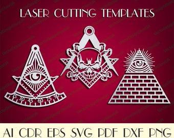 Set All seeing eye Symbols Svg,Mason svg,Freemasonry sign svg,Eye of Providence,Masonic symbols svg,cnc files for laser,laser cut files S-43