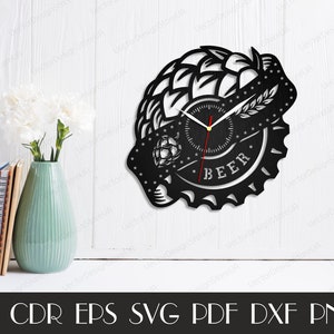 Ölpubklocka dxf, ölpubkonst, ölpub svg, öldekor, ölklocka, ölpresent, present till honom, födelsedagspresent, vektor för CNC, trälaserskuren WCM-33 bild 4