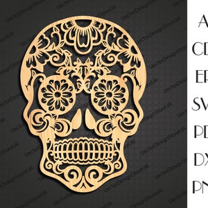 Zuckerschädel Wand Kunst, Zuckerschädel svg, Zuckerschädel Wanddekor, Zuckerschädel Geschenk, Zuckerschädel Metall Kunst, Laserschnittdatei LCT-88
