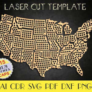 United States Bottle Caps map file,USA Beer caps map,USA puzzle,Beer caps holder svg,Beer Cap puzzle,Fathers Day gift,laser cut files LCT-54