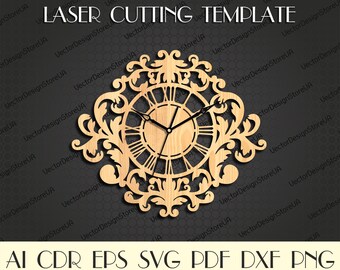 Retro wall art,Vintage clock svg,Vintage home decor,Vintage art,Laser cut files,Wedding gift,Vector for CNC,dxf files for laser WCM-196