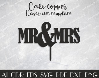 Mr&Mrs cake topper,Rustic wedding decor,Mr Mrs cake sign,Mr Mrs svg,Rustic cake topper,Cake topper laser cut,CNC files,Cnc plans CTT-163