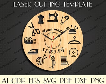 Sewing Clock svg,Sewing room sign file,Sewing svg,Sewing wall decor,Tailor shop sign,Tailor svg,Clock file,Laser cut files,CNC plans WCM-175