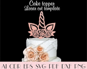 Unicorn head rose cate topper,Unicorn horn ears cake topper,Unicorn cake topper svg,Unicorn head svg,Cake topper svg,unicorn file CTT-124