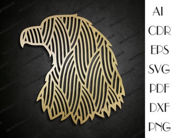 Arte de pared eagle, Eagle svg, decoración eagle, cabeza de águila svg, decoración de metal Eagle, archivo de corte láser Eagle, archivos cnc para láser, archivos de corte láser LCT-92