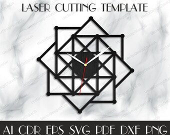 Arredamento casa moderno,Geometric orologio svg,Geometric art,Geometric wall décor,Home wall art,Laser cut wood,CNC files,Clock svg,svg file WCM-119