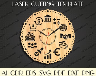 Economic wall decor svg,Economic wall art,Economic clock,CNC file,broker gifts,Businessman gift,Vector for CNC,Clock svg WCM-230