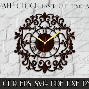 Vintage clock svg,Clock dxf,Large wall clock,Wood wall clock file,Laser cut template,Birthday gift,Vector for CNC,dxf files for laser WCM-95