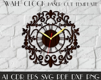 Vintage clock svg,Clock dxf,Large wall clock,Wood wall clock file,Laser cut template,Birthday gift,Vector for CNC,dxf files for laser WCM-95