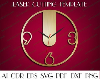 Modern wall clock,Modern home decor,Modern wall art,Unique wall clock dxf,Laser cut files,Dxf files for laser,Clock dxf,Clock svg WCM-139