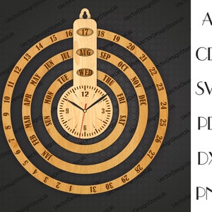Perpetual Calendar clock svg,Perpetual Calendar template,Perpetual Calendar wood,Daily Calendar svg,Birthday gift,CNC file,CNC plans LCT-101