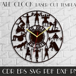 Gym Clock svg,Crossfit clock for wall,Crossfit svg,Workout wall decor,Gift For Man,Sport clock file,Laser cut template,Vector for CNC WCM-63
