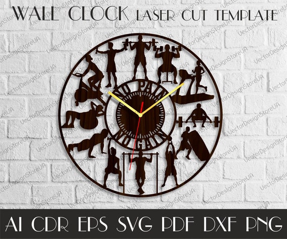 Gym Clock svg Crossfit clock for wall Crossfit svg Workout wall decor Gift For Man Sport clock file Laser cut template Vector for CNC WCM 63 Etsy Italia