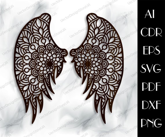 Wings Wall Art,wings Svg,angel Wings Svg,wings Metal Decor,mandala