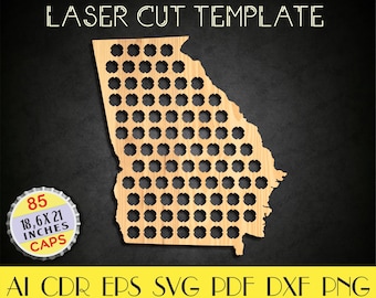 Georgia Beer Caps map,Georgia caps holder dxf,Georgia svg,Georgia art,Beer caps holder svg,Retirement gift for men,laser cut file LCT-20