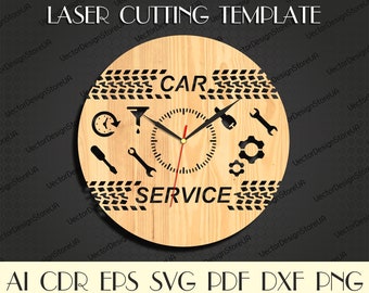 Auto Service Horloge Murale,Horloge de service de voiture svg,Service de voiture svg,Décor de service automobile,Cadeau pour lui,Cadeau d’anniversaire,Horloge dxf,Horloge svg WCM-83