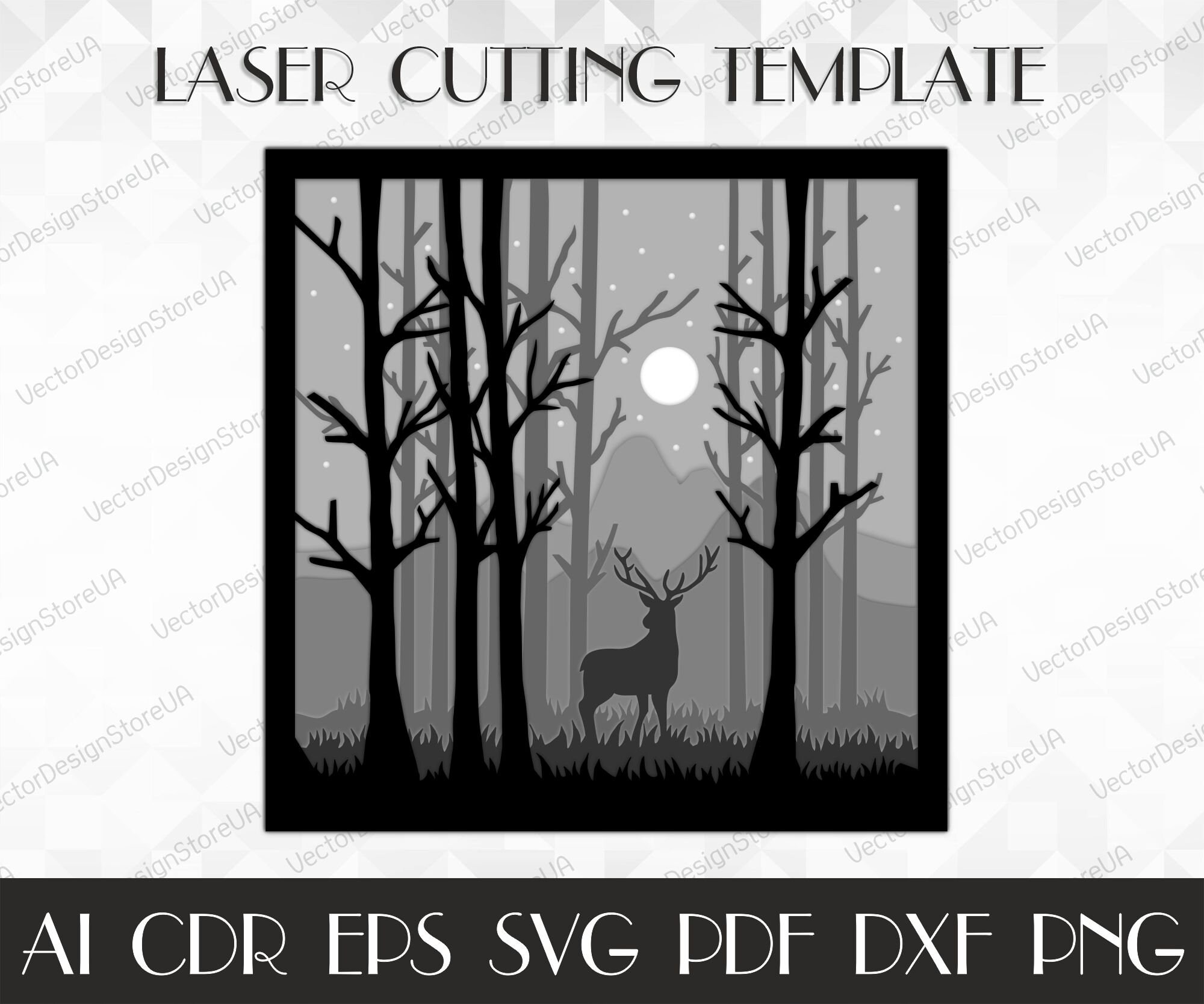 Nature Paysage en couches,Fichiers multicouches, Silhouette de cerf svg,Svg multicouche,Fichier de cerf multicouche,Fichiers découpés au laser,Plans C