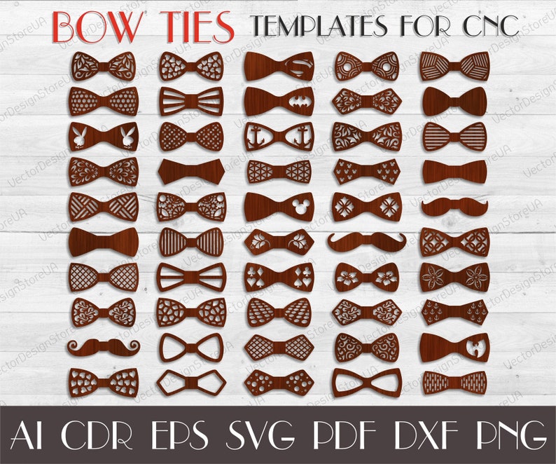 Download Bow Ties Set 50 Pcs Bow Tie Svg Bow Tie Dxf Bow Ties For Men Bow Tie Template Wedding Bow Tie Bow Tie Boys Cnc Plans Laser Cut Files S 43 Kits How To Craft Supplies Tools Kientructhanhdat Com