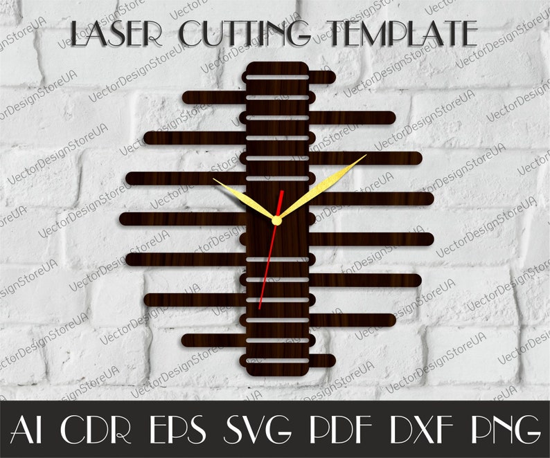 Unique clock svg,Modern clock,Wall decor file,Wooden clock,Laser cut files,Birthday gift,Dxf files for laser,Clock dxf,Clock svg WCM-106