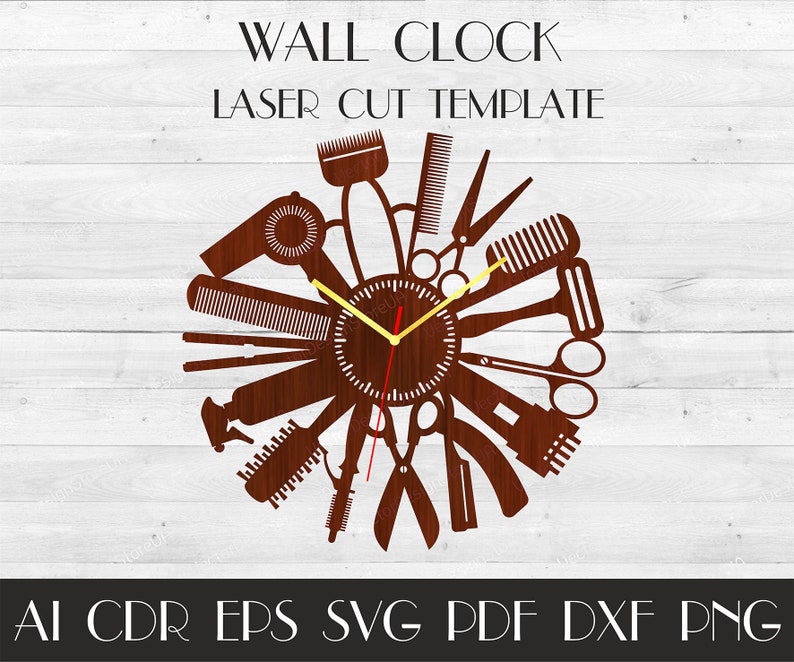 Barber shop clock,Barber decor,Clock laser cut,Barber svg,Barber shop wall clock,Hanging Wall Decor,Barber gift,CNC clock,Barber sign WCM-49