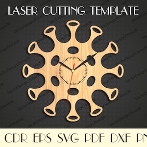 Chemistry gift,Virus clock template,Virus wall art,Chemistry clock,Chemistry decor,Dxf files for cnc,SVG files,Cut file,Laser cut WCM-48