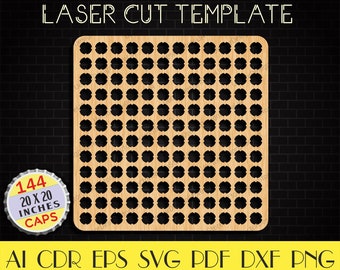 144 Large Bottle Cap Holder file,Square Beer caps holder svg,Wooden Beer caps map,Beer Cap Display Gift,CNC plans,laser cut files LCT-8