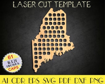 Maine Beer caps map,Maine Bottle Caps map file,Maine svg,Beer caps holder svg,Beer Cap Display,Gift for him,CNC plans,laser cut files LCT-10