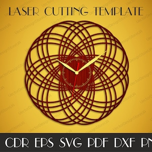 Spirograph Wandkunst, große Uhr für Wand, moderne Wanduhr, geometrische Uhr Dxf, Laser Laser geschnittenen Dateien, Holz, einzigartige Uhr, Uhr Svg WCM-110