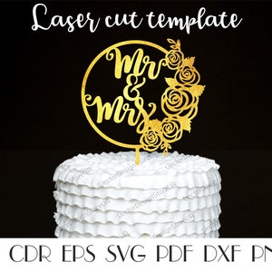 Rustic wedding decor,Mr&Mrs cake topper,Mr Mrs cake decor,Mr Mrs svg,Rustic cake topper,Cake topper laser cut,CNC files,Cnc plans CTT-186