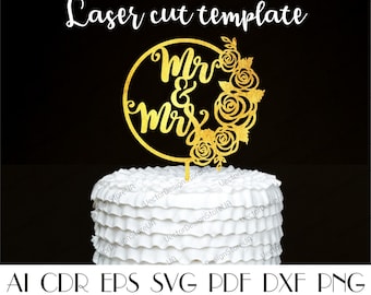 Rustic wedding decor,Mr&Mrs cake topper,Mr Mrs cake decor,Mr Mrs svg,Rustic cake topper,Cake topper laser cut,CNC files,Cnc plans CTT-186