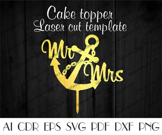 Náutica Mr y Señora topper pastel Topper pastel de ancla | Etsy México