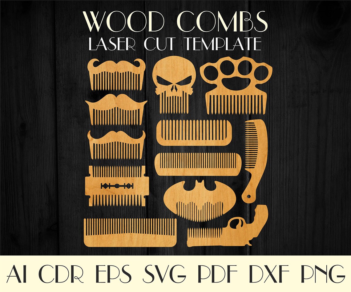 Set 12pcs Hair Combs,beard Combs,combs Svg,comb Gift,dxf Files for ...