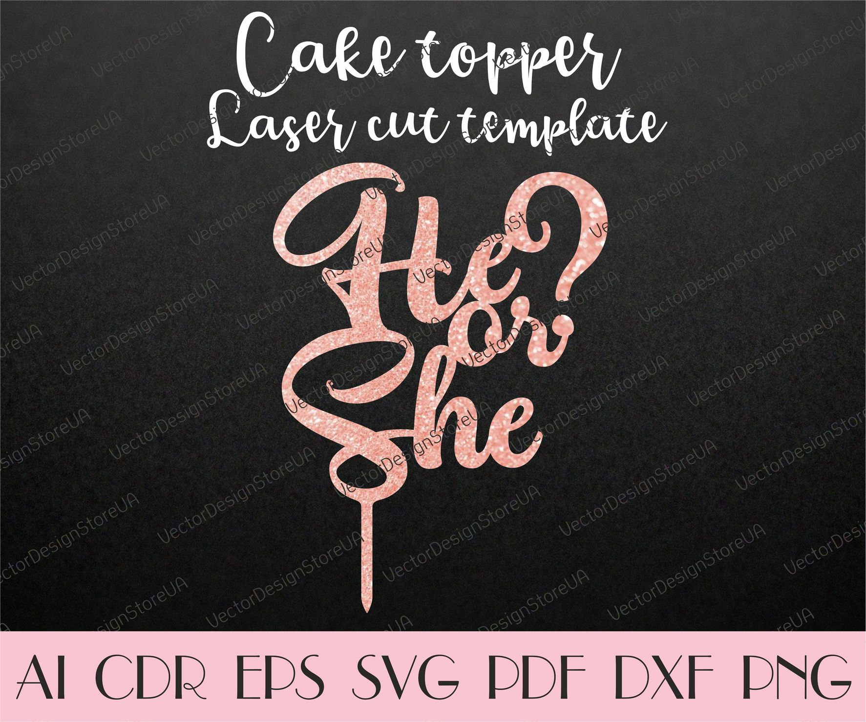 He Or She Cake Topper Svggender Reveal Toppergender Reveal Etsy Norway