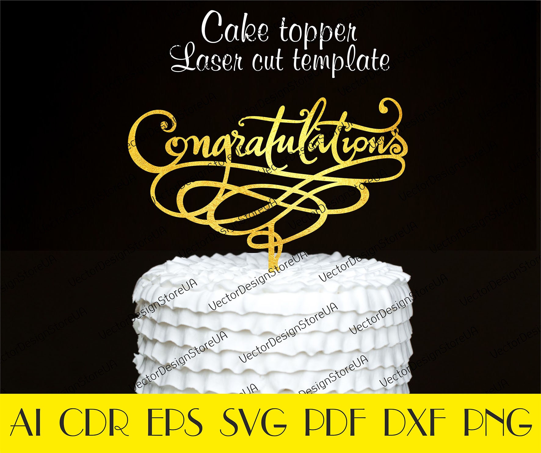 Congratulations Cake Topper Filegraduation Cake Topper Etsy