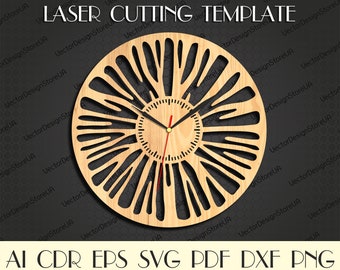 Rustic Clock svg,Rustic wall decor,Geometric svg,Geometric dxf,Home wall art,laser cutting files,Clock svg,Wall clock,CNC plans WCM-20
