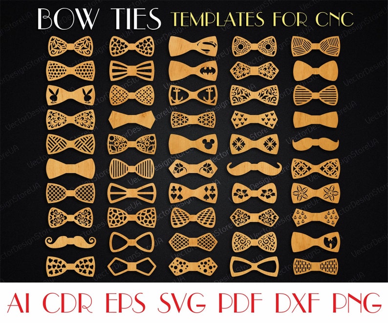 Download Bow Ties Set 50 Pcs Bow Tie Svg Bow Tie Dxf Bow Ties For Men Bow Tie Template Wedding Bow Tie Bow Tie Boys Cnc Plans Laser Cut Files S 43 Kits How To Craft Supplies Tools Kientructhanhdat Com