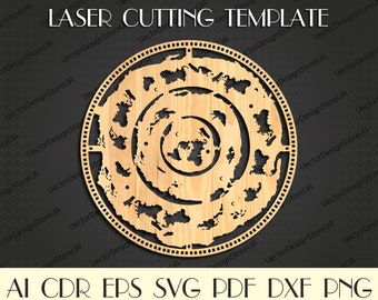 Flat Earth art,Flat Earth map file,Flat Earth dxf,Flat Earth svg,Flat earth laser cut,Flat Earth wall decor,Wood laser cut,CNC files LCT-2