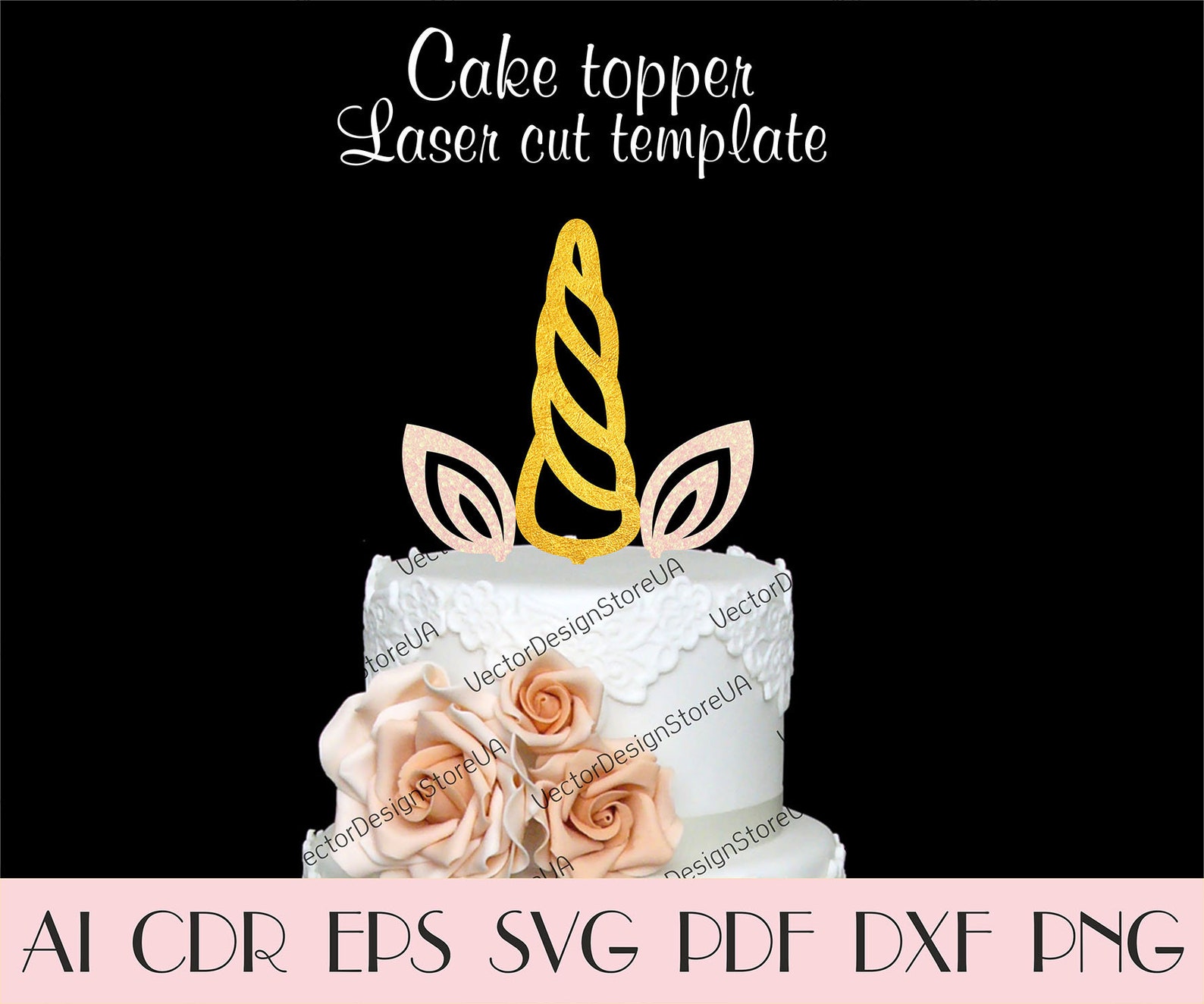 Unicorn Horn and Ears Cake Topperunicorn Cake Topper - Etsy