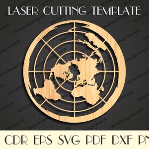 Platte aarde kaartbestand, platte aarde kunst, platte aarde dxf, platte aarde svg, platte aarde lasergesneden, platte aarde wand decor, hout lasergesneden, CNC-bestanden LCT-32