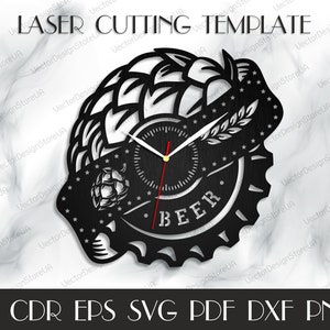 Beer pub clock dxf,Beer pub art,Beer pub svg,Beer decor,Beer clock,Beer gift,Gift for him,Birthday gift,Vector for CNC,Wood laser cut WCM-33