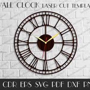 Vintage clock, Large wall clock, Wood wall clock, Laser cut template, Birthday gift clock, Vector for CNC, Gift item, Laser cut clock WCM-36