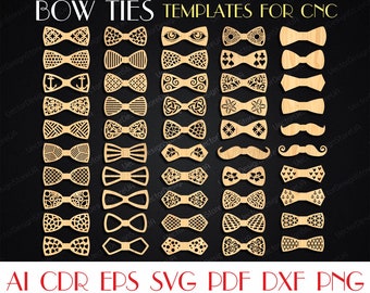 Bow ties set 50 Pcs,Bow tie svg,Bow tie dxf,Bow ties for men,Bow tie template,Wedding bow tie,Bow tie boys,CNC plans,Laser cut files S-10