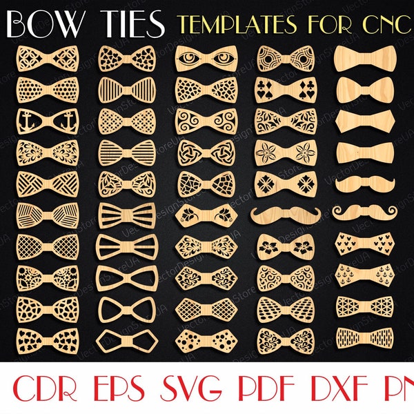 Bow ties set 50 Pcs,Bow tie svg,Bow tie dxf,Bow ties for men,Bow tie template,Wedding bow tie,Bow tie boys,CNC plans,Laser cut files S-10