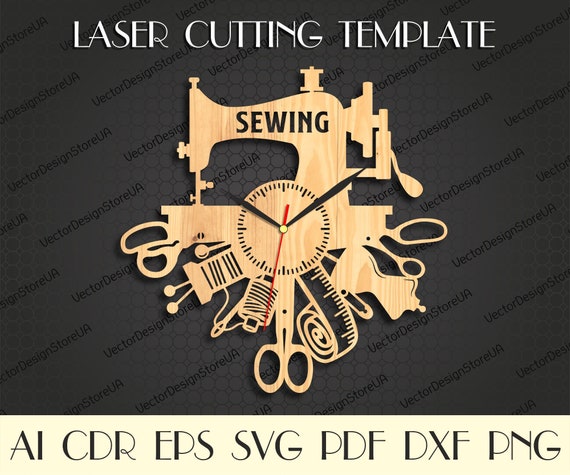 Tailor shop sign dxf,Sewing gift,Sewing Clock svg,Sewing room sign,Sewing svg,Tailor svg,Clock file,Laser cut files,CNC plans WCM-176