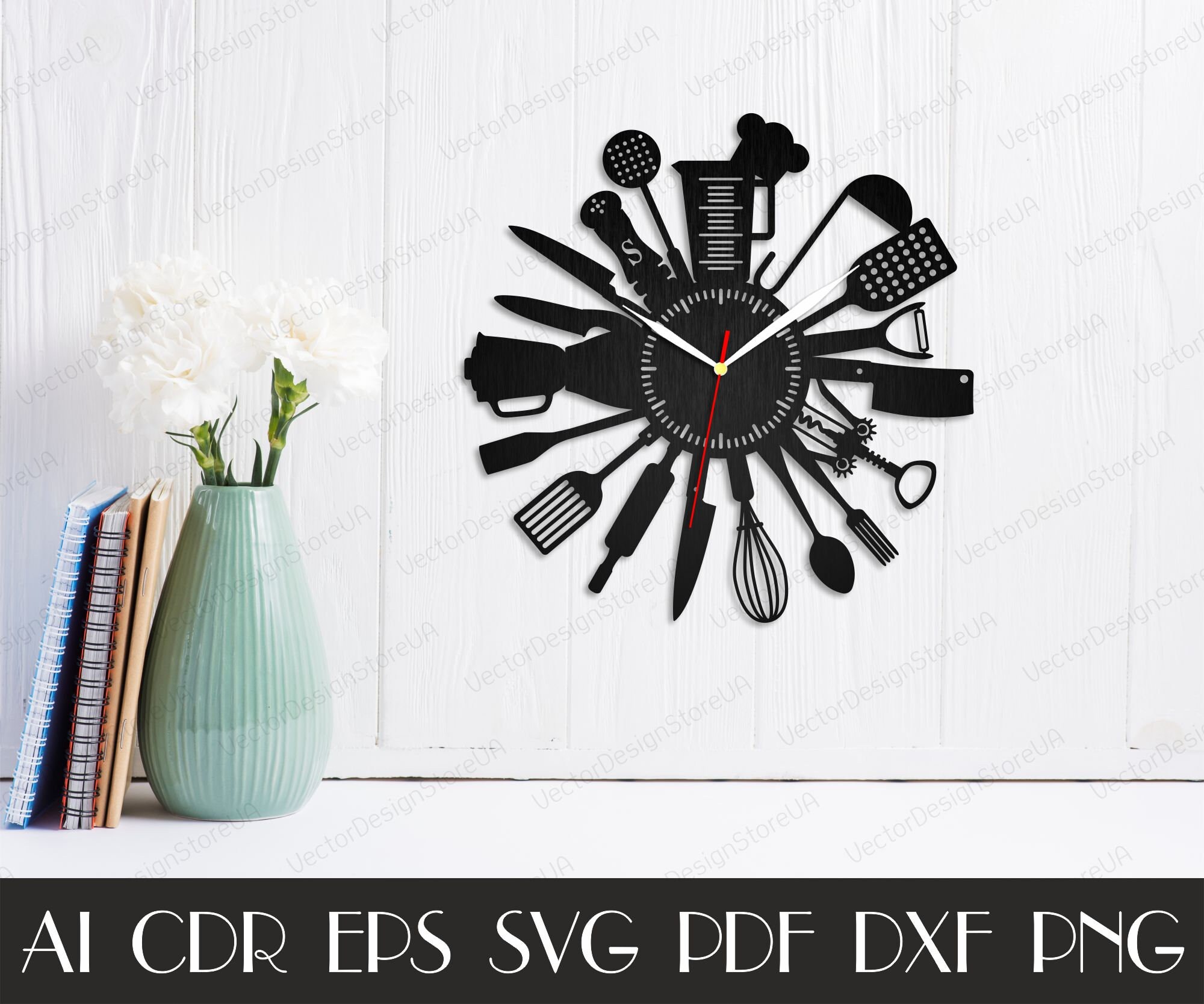Kitchen Decor Svgkitchen Clock Svgkitchen Clock for Etsy Australia