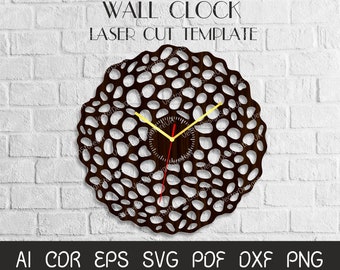 Moderne wandklok bestand, grote klok voor de muur, klok svg, unieke klok, klok sjabloon, klok voor cnc, laser gesneden sjabloon, verjaardagscadeau WCM-56