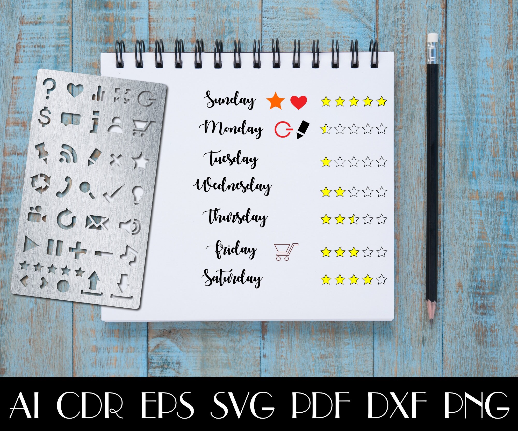 Daily Planner Stencils Set Filesdaily Planners for Kidsdaily - Etsy