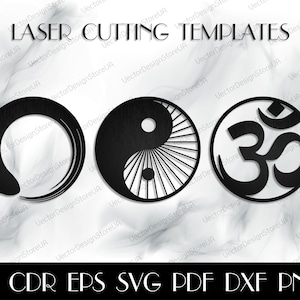 Imposta Yin yang wall art, Yin yang svg, Yin yang decor, Enso circle wall art, Enso svg, Om svg, Om wall art, file cnc per laser, file tagliati al laser S-32