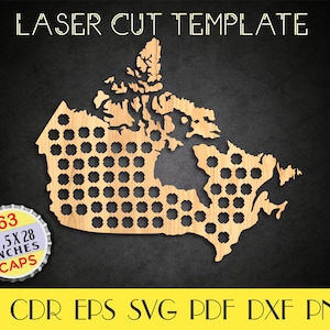 Canada Bottle Caps map file,Canada Beer caps map,Beer caps holder svg,Beer Cap Display,Fathers Day gift,CNC plans,laser cut files LCT-11