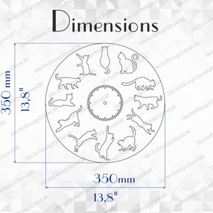 Decoración de pared de gatos, arte de pared de gatos, reloj de pared de gatos, gatos svg, regalo con gatos, me encantan los gatos, archivos cortados con láser, reloj svg, archivos Dxf para láser WCM-166 imagen 5